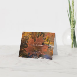 Hochzeit im Herbst zum Ahornblättern in Creekside Dankeskarte