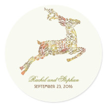 Hochzeit im Herbstsaufkleber mit Rotwild