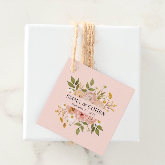 Hochzeit im hübschen Blumengarten Geschenkanhänger (Beispiel)