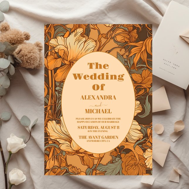 Hochzeit im Jugendstil in Gold Einladung (Von Creator hochgeladen)