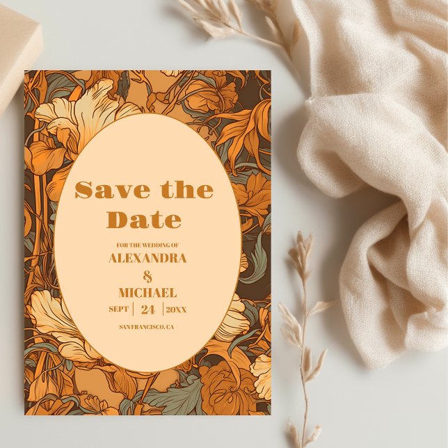 Hochzeit im Jugendstil in Gold Save The Date (Von Creator hochgeladen)