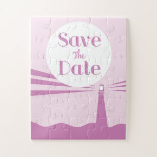 Hochzeit im Leuchtturm-Stil Datum merken Vintage Puzzle