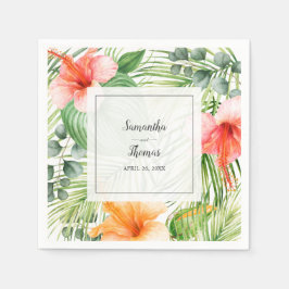Hochzeit im Paradies Tropischer Hibiskus und Palme Serviette