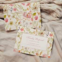 Hochzeit im Vintage-Blumenmuster RSVP Karte