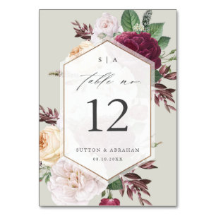 Hochzeit im Vintage-Blumenstil Tischnummer