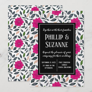 Hochzeit im Vintage-Rosa-Blumenmuster Einladung