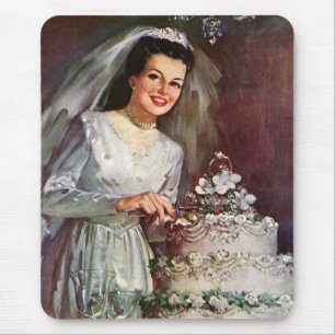 Hochzeit im Vintage-Stil, Braut schneidet die Hoch Mousepad