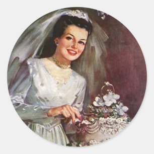 Hochzeit im Vintage-Stil, Braut schneidet die Hoch Runder Aufkleber
