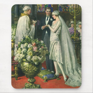 Hochzeit im Vintage-Stil, Braut und Bräutigam mit  Mousepad