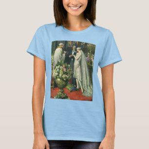 Hochzeit im Vintage-Stil, Braut und Bräutigam mit T-Shirt