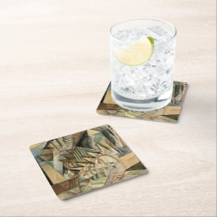 Hochzeit im Vintage-Stil, Erdtöne, Kubismus-Kunst Rechteckiger Pappuntersetzer