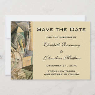 Hochzeit im Vintage-Stil, Erdtöne, kubistische Kun Save The Date