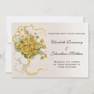 Hochzeit im Vintage-Stil, gelbe Butterblumen und B Einladung