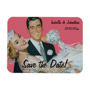 Hochzeit im Vintage-Stil, Glückliches Brautpaar, D Magnet