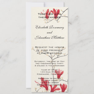 Hochzeit im Vintage-Stil, Japanischer rosa Magnoli Einladung