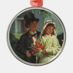 Hochzeit im Vintage-Stil, Kinder spielen Braut und Ornament Aus Metall