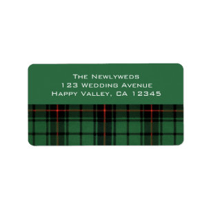 Hochzeit im Vintage-Stil, moderner Tartan-Davidson Adressaufkleber