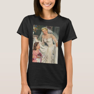 Hochzeit im Vintage-Stil, Retro-Braut mit Blumenmä T-Shirt