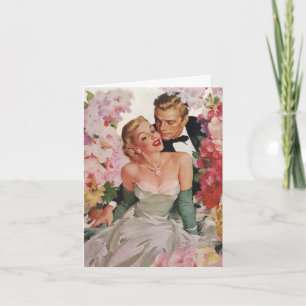 Hochzeit im Vintage-Stil, Retro-Braut und Bräutiga Dankeskarte