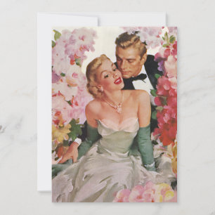 Hochzeit im Vintage-Stil, Retro-Braut und Bräutiga Einladung