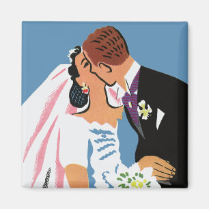 Hochzeit im Vintage-Stil, Retro-Braut und Bräutiga Magnet