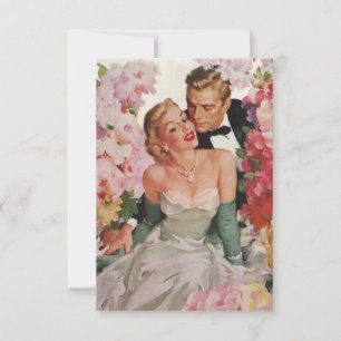 Hochzeit im Vintage-Stil, Retro-Braut und Bräutiga RSVP Karte