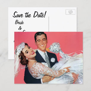 Hochzeit im Vintage-Stil - Rettet das Datum! Glück Ankündigungspostkarte