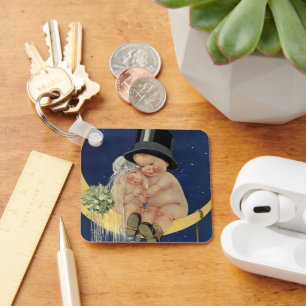 Hochzeit im Vintage-Stil, süßes Brautpaar auf eine Schlüsselanhänger