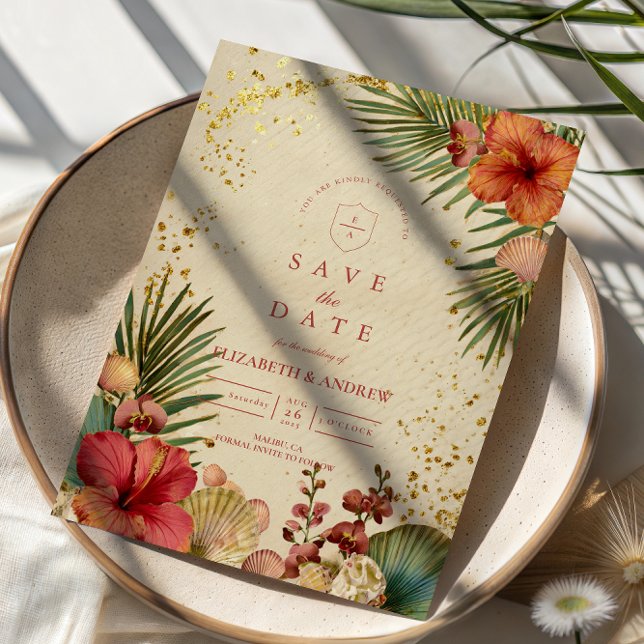 Hochzeit im Vintage-Tropenblumen-Stil Save The Date (Von Creator hochgeladen)