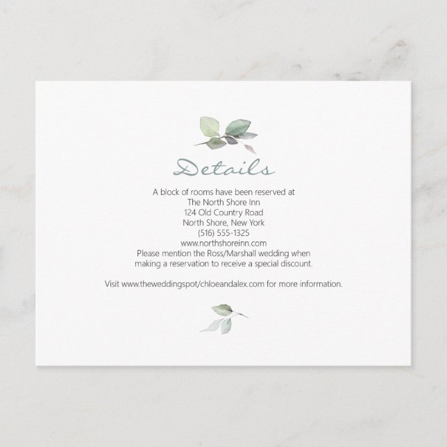 Hochzeit im Wasserfarbengarten Postkarte (Vorderseite)