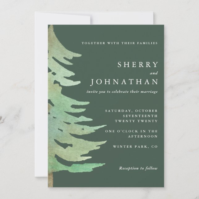 Hochzeit im Wasserfarbenwald Einladung