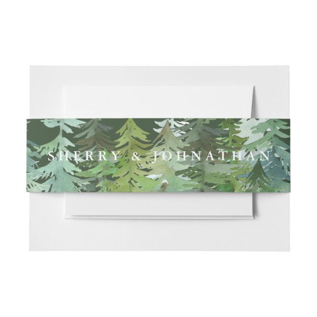 Hochzeit im Wasserfarbenwald Einladungsbanderole (Vorderseite Beispiel)