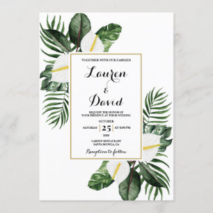 Hochzeit im Weißen Anthurium und im Grünen Einladung
