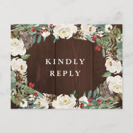 Hochzeit im Winter Aquarellblumen RSVP Postkarte