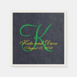 Hochzeit Imitate Blue Jean Denim Cloth Monogram Serviette