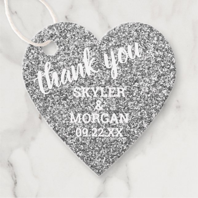 Hochzeit Imitate Silberner Glitzer Elegant Vielen  Geschenkanhänger (Vorderseite)