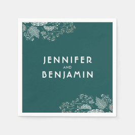 Hochzeit in aquamarinen und Goldblättern Serviette