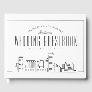 Hochzeit in Baltimore   Moderner Deko Skyline Gästebuch