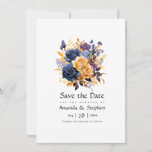 Hochzeit in Blau, Lila, Gold und Schwarz Save The Date