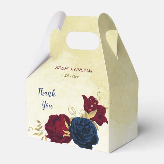 Hochzeit in blauen und roten Blume Geschenkschachtel (Vorderseite)