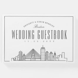 Hochzeit in Boston | Moderner Deko Skyline Gästebuch