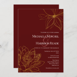 Hochzeit in Burgund und Gold Einladung