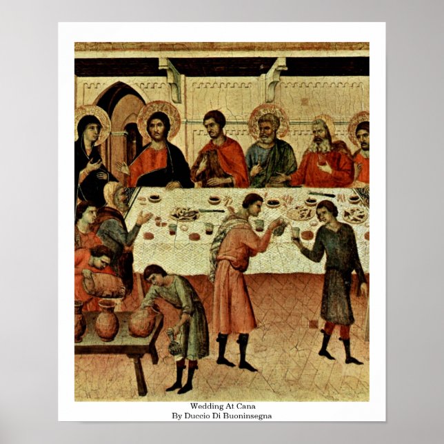 Hochzeit in Cana von Duccio di Buoninsegna Poster (Vorne)