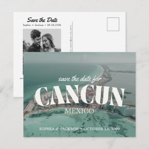 Hochzeit in Cancun - Save-the-Date-Retro-Grußkarte Postkarte