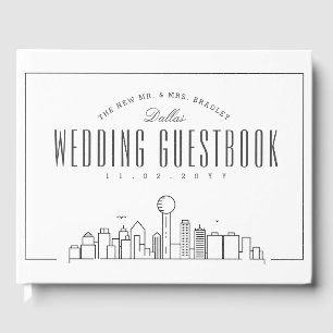 Hochzeit in Dallas Moderner Deko Skyline Gästebuch