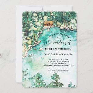 Hochzeit in den Bergen Wasserfarbe Einladung