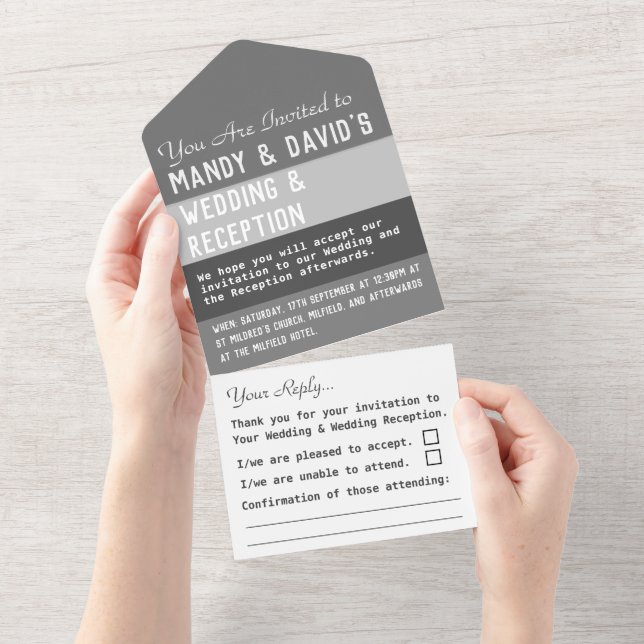 Hochzeit in einer Einladung (Abreißen)