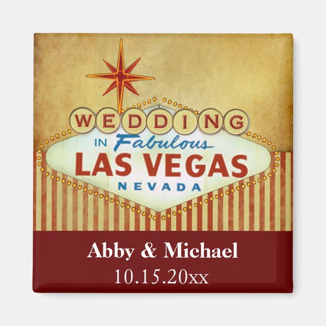 Hochzeit in Fabulous Las Vegas - Vintage Streifen Magnet (Vorne)