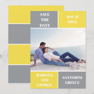 Hochzeit in grauen und gelben Farbblöcken Save the Date