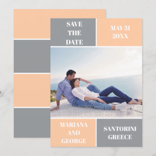 Hochzeit in Grautönen und Pfirsichfarben Save The Date
